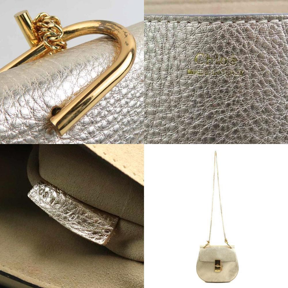 Chloe Drew Leather Shoulder Bag Gold - Picture 5 of 5